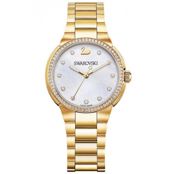 Acheter Montre Swarovski Femme City Mini Yellow Gold Tone 5221172 Nacre
